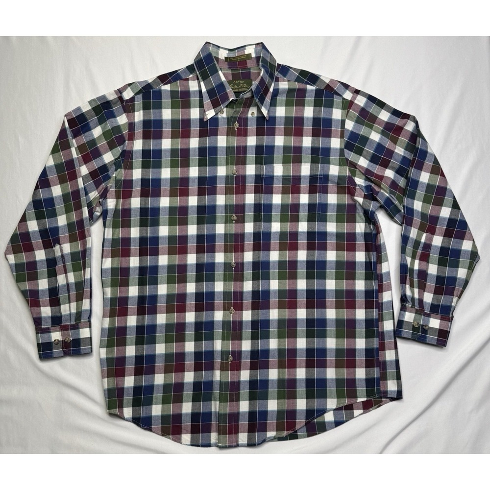 Orvis Signature Collection Plaid Wool Blend Flannel‎ Button Up Mens Size Large